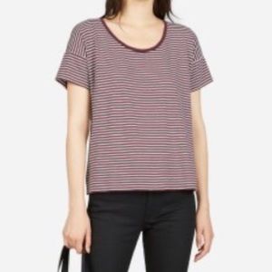 Everlane Box Tee Crew T Shirt / Burgundy Maroon White Stripe / Size S
